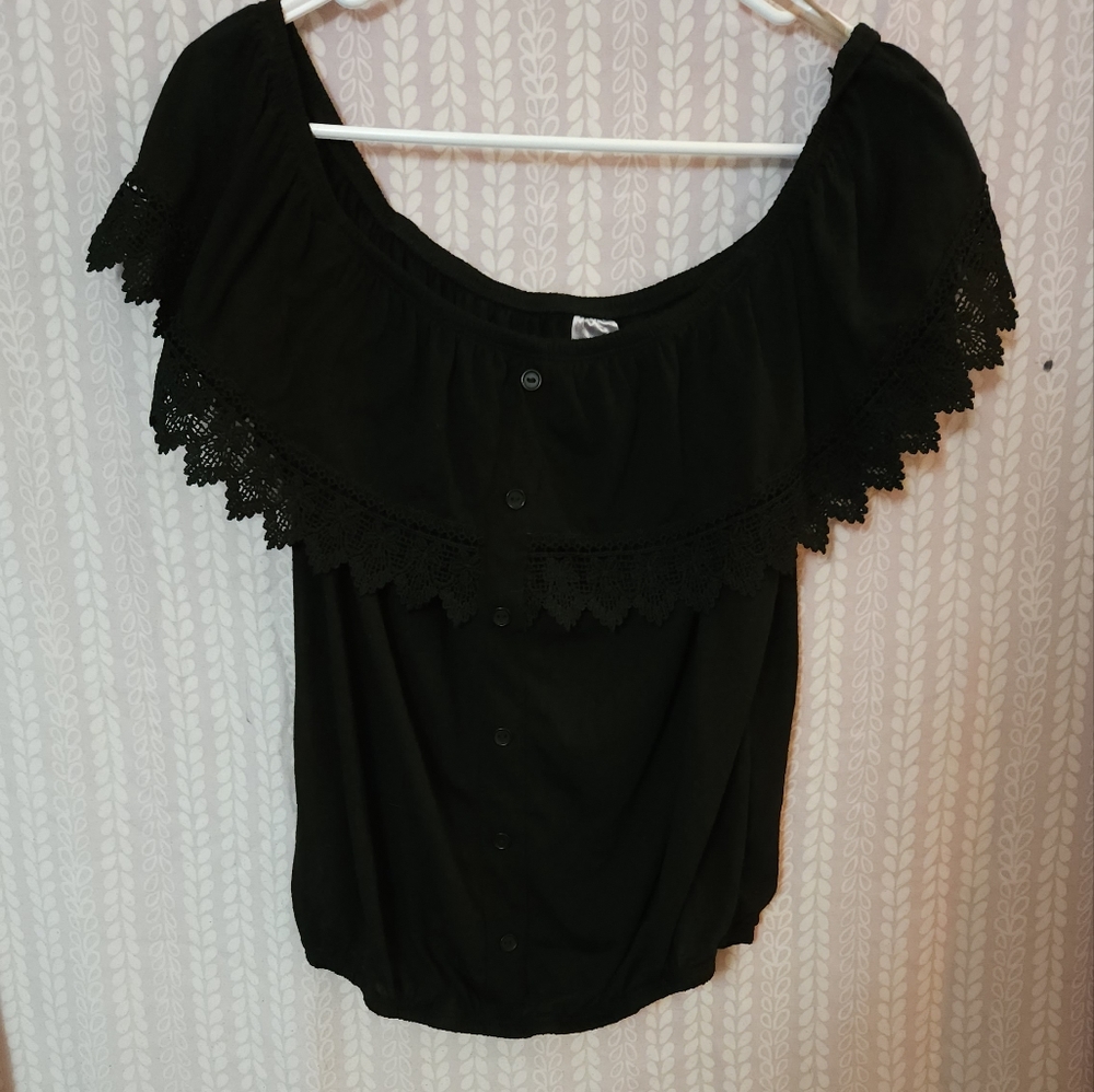 Nobo off the shoulder top, black, size large